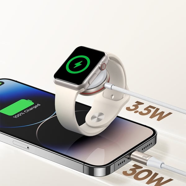 Joyroom 2in1 Lightning Kabel Och Inductive Laddare 1.5m - Vit