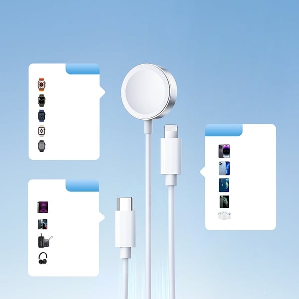 Joyroom 3-i-1 USB-A til USB-C Lightning Apple Watch - 1.2m