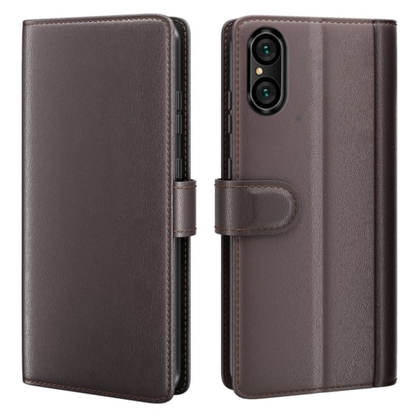 Sony Xperia 5 V Plånboksfodral Äkta Läder - Brun