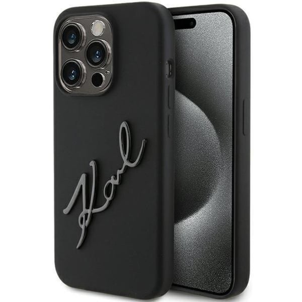 KARL LAGERFELD Mobilskal till iPhone 15 Pro Silikon Karl Script - Svart