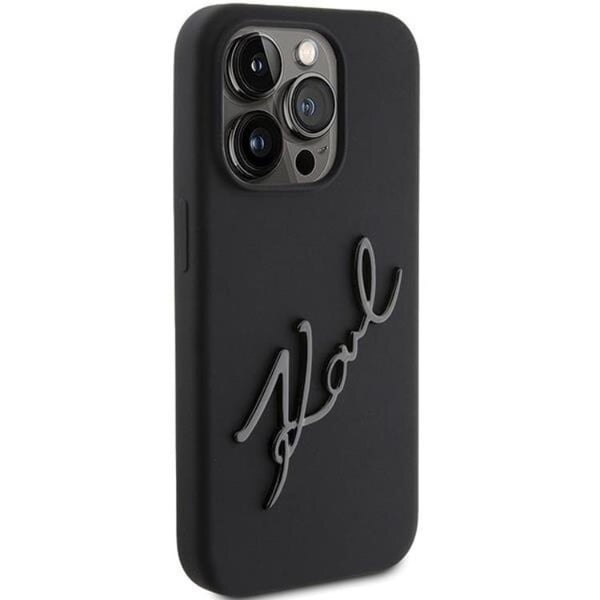 KARL LAGERFELD Mobilskal till iPhone 15 Pro Silikon Karl Script - Svart