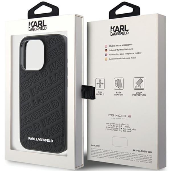 KARL LAGERFELD Mobilskal till iPhone 15 Pro Quilted K Pattern - Svart