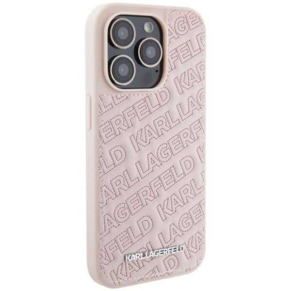 KARL LAGERFELD Mobilskal till iPhone 15 Quilted K Pattern - Rosa