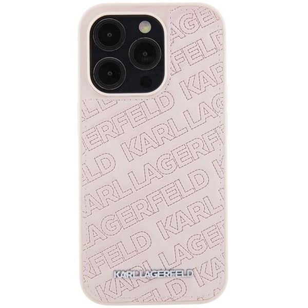KARL LAGERFELD Mobilskal till iPhone 15 Quilted K Pattern - Rosa