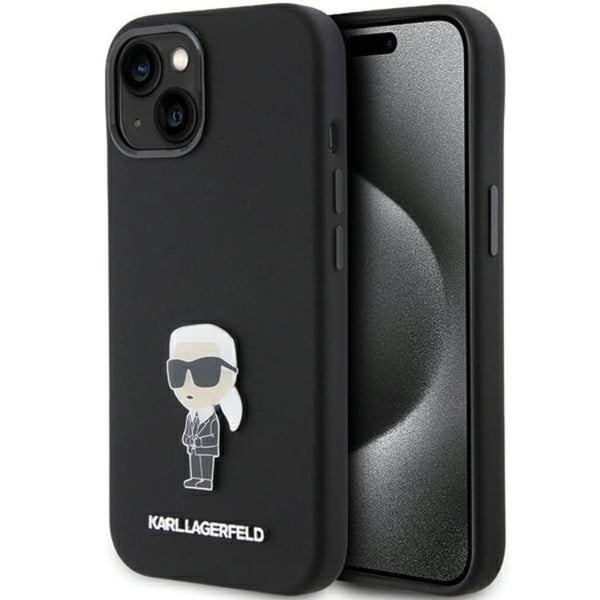 KARL LAGERFELD Mobilskal till iPhone 15 Ikonik Metal Pin