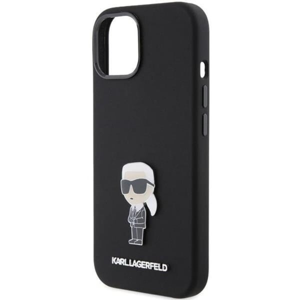 KARL LAGERFELD Mobilskal till iPhone 15 Ikonik Metal Pin