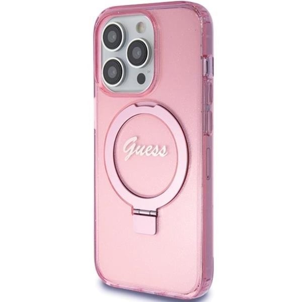 Guess Mobilskal till iPhone 15 Pro Magsafe Ringställ Script Glitter