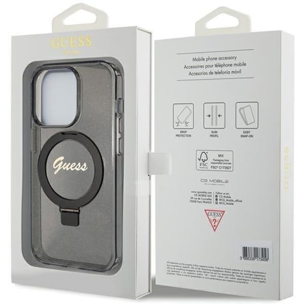 Guess Mobilskal till iPhone 15 Pro Magsafe Ringställ Script Glitter