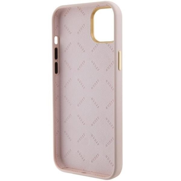 Guess Telefontaske til iPhone 15 Silikone Logo Rhinestone - Lyserød