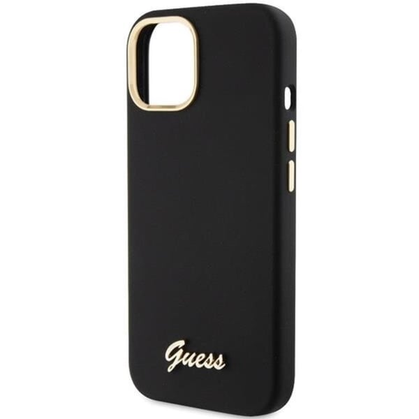 Guess Mobilskal till iPhone 15 Silikon Script Metal Logo Frame