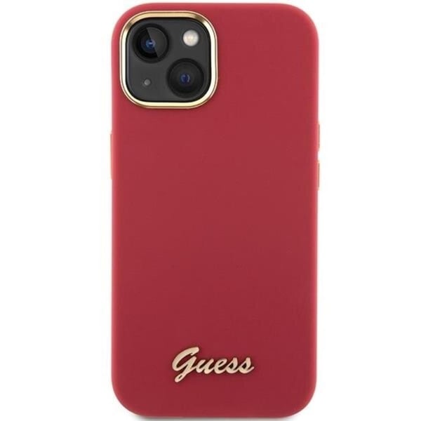 Guess Mobilskal till iPhone 15 Silikon Script Metal Logo Frame