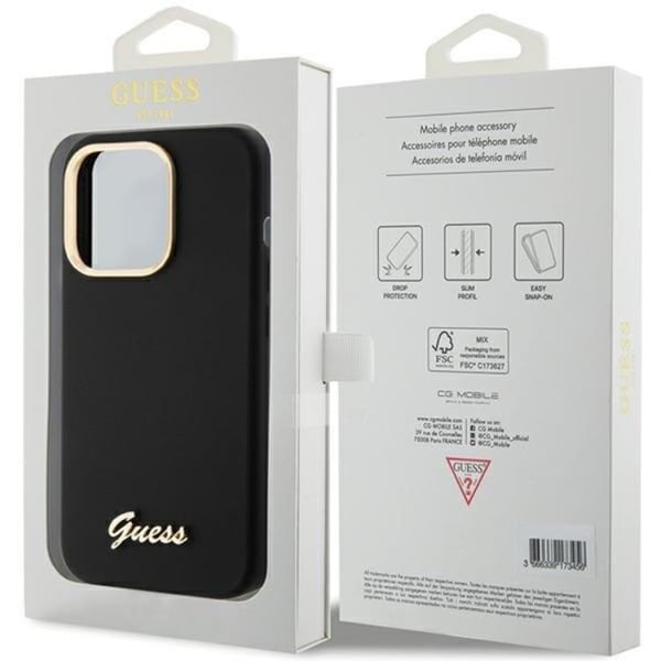Guess Mobilskal till iPhone 15 Pro Max Silikon Script Metal Logo