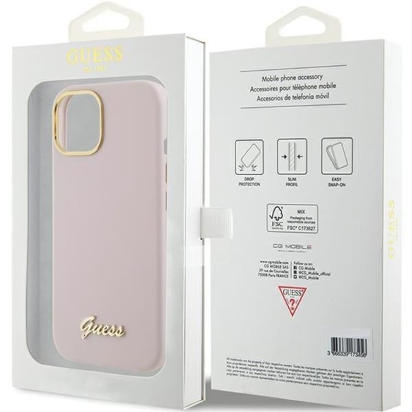 Guess telefonetui til iPhone 15 Pro Max Silicone Script Metal Logo