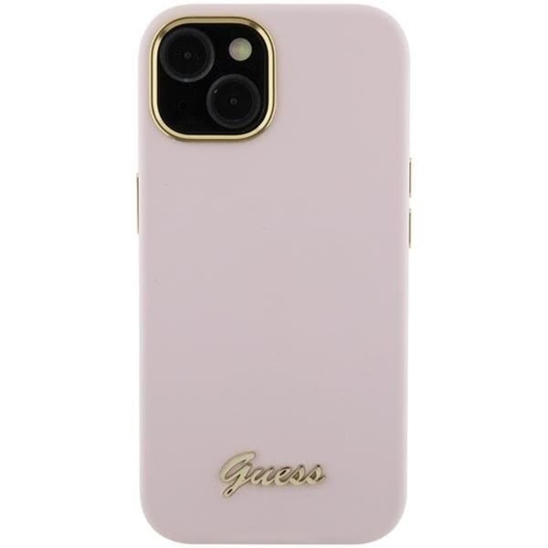Guess telefonetui til iPhone 15 Pro Max Silicone Script Metal Logo