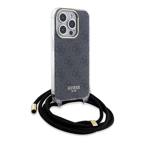 Guess iPhone 15 Pro Mobilhalsband Skal Print - Svart