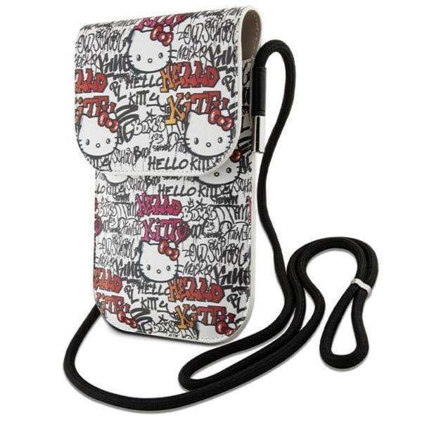 Hello Kitty Halsbandsfodral Läder Tags Graffiti - Beige