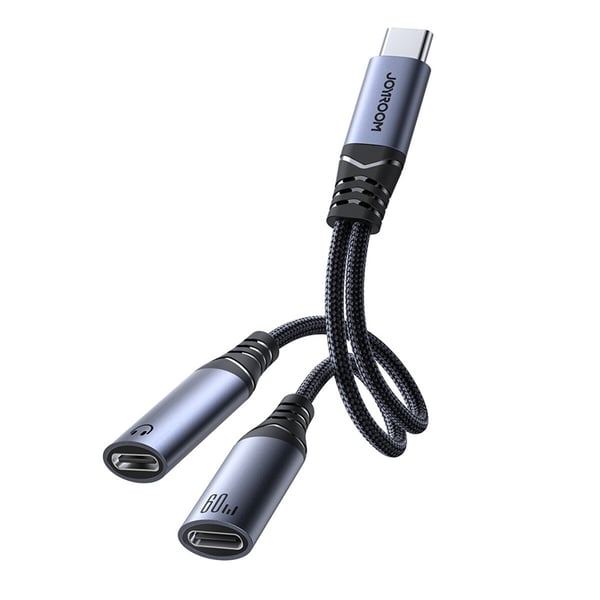 Joyroom USB-C - 2x USB-C DAC-adapteri - Musta