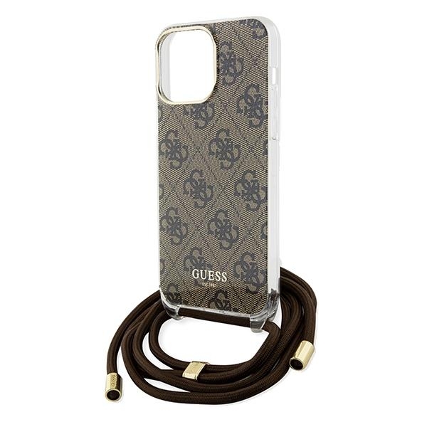 Guess Mobilskal till iPhone 15 Pro Max Crossbody Cord Print - Brun