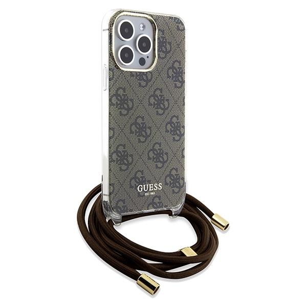 Guess Mobilskal till iPhone 15 Pro Max Crossbody Cord Print - Brun