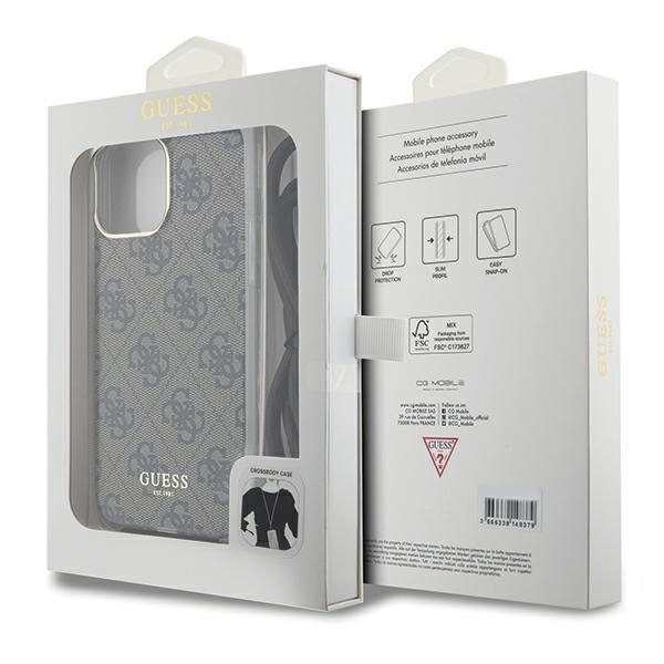 Guess Mobilskal till iPhone 15 Pro Max Crossbody Cord Print - Brun