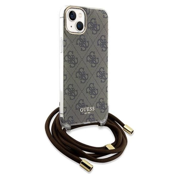 Guess Mobilskal till iPhone 15/14/13 Crossbody Cord Print - Brun