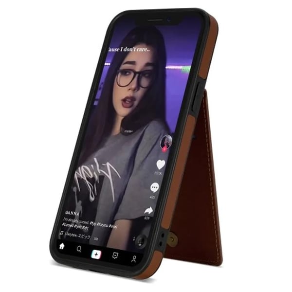 N.BEKUS Mobilskal till iPhone 15 Pro Korthållare Kickstand - Brun