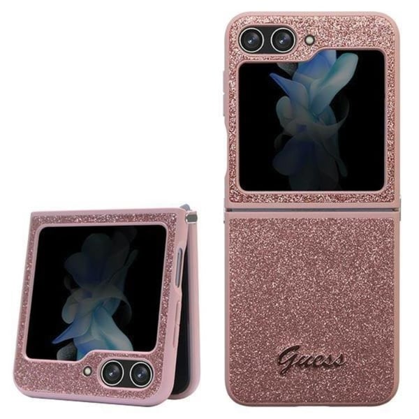 Guess Mobilskal till Galaxy Z Flip 5 Glitter Script - Rosa