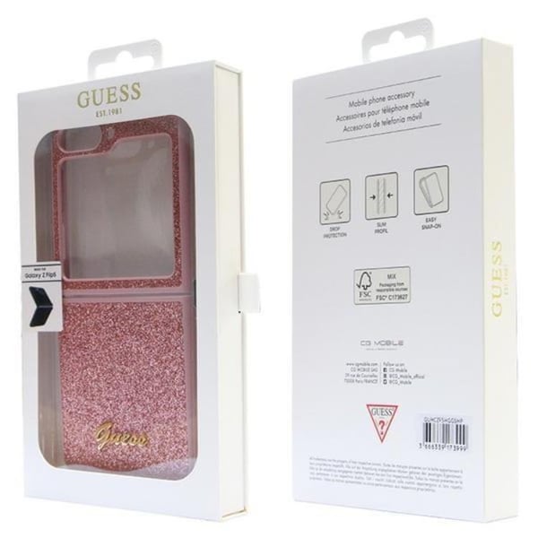 Guess Mobilskal till Galaxy Z Flip 5 Glitter Script - Rosa