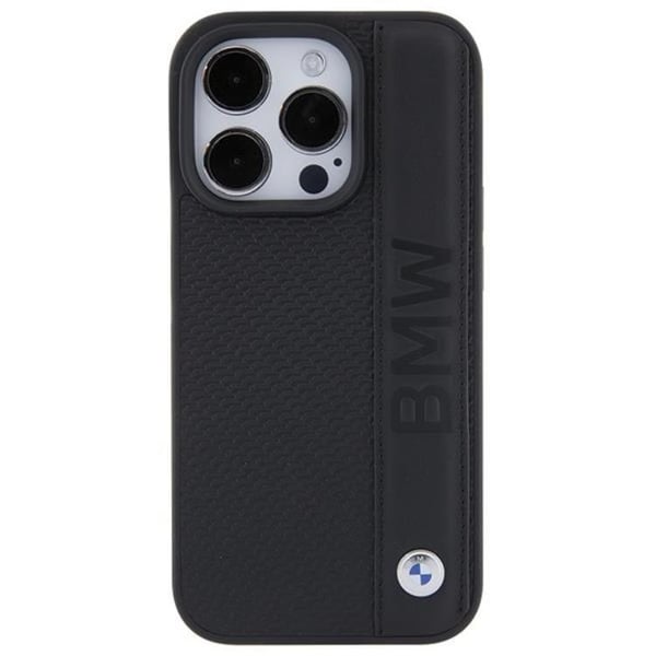 BMW Mobilskal till iPhone 15 Pro Läder Textured & Stripe - Svart