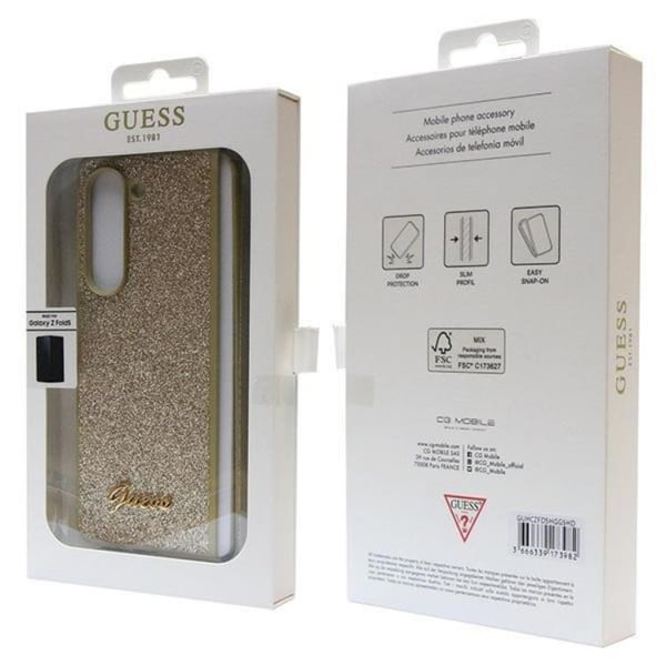 Guess Mobilskal till Galaxy Z Fold 5 Läder Triangle Strass - Guld