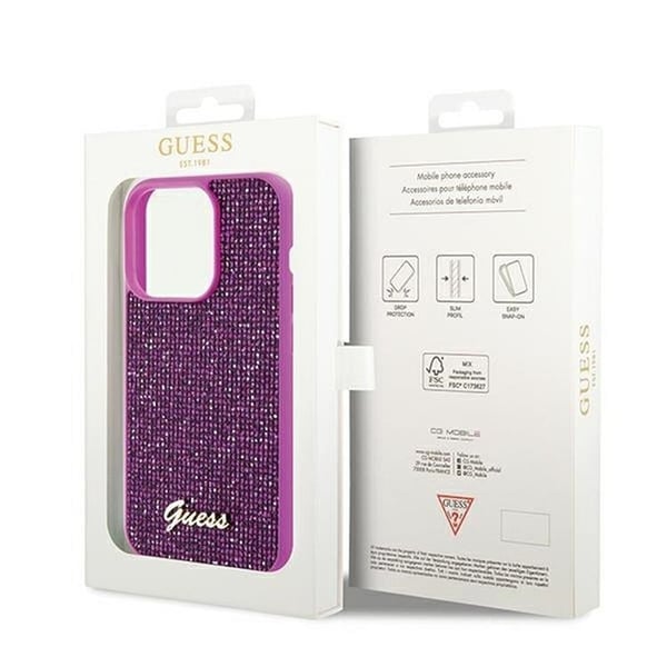 Guess Mobilskal till iPhone 14 Pro Max Disco Script Metal - Lila