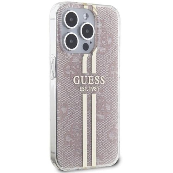 Guess Mobilskal till iPhone 15 Pro Gold Stripes - Rosa