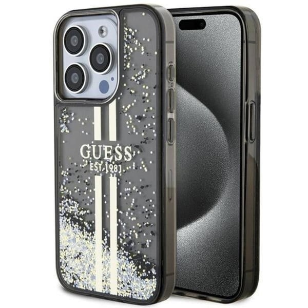 Guess Mobilskal till iPhone 15 Pro Liquid Glitter Gold Stripes