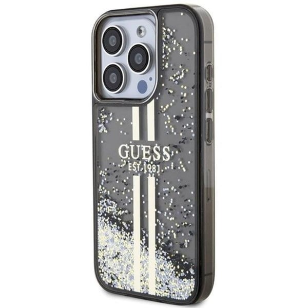 Guess Mobilskal till iPhone 15 Pro Liquid Glitter Gold Stripes
