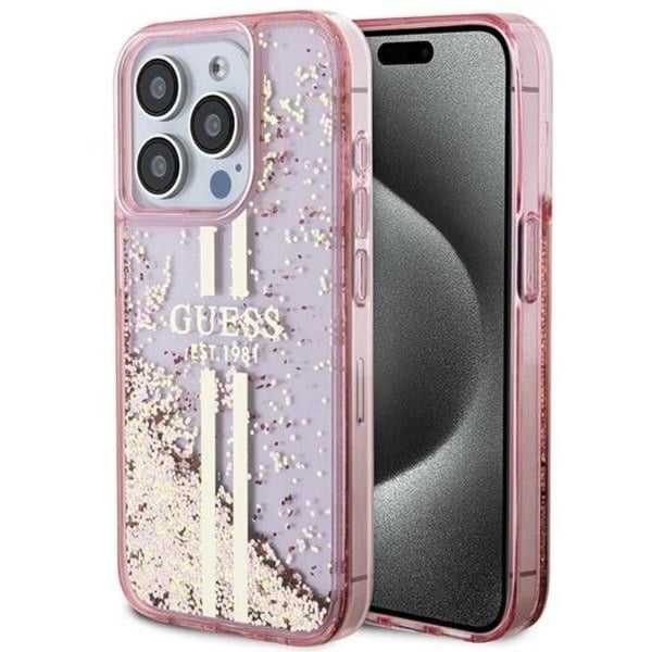 Guess Mobilskal till iPhone 15 Pro Liquid Glitter Gold Stripes