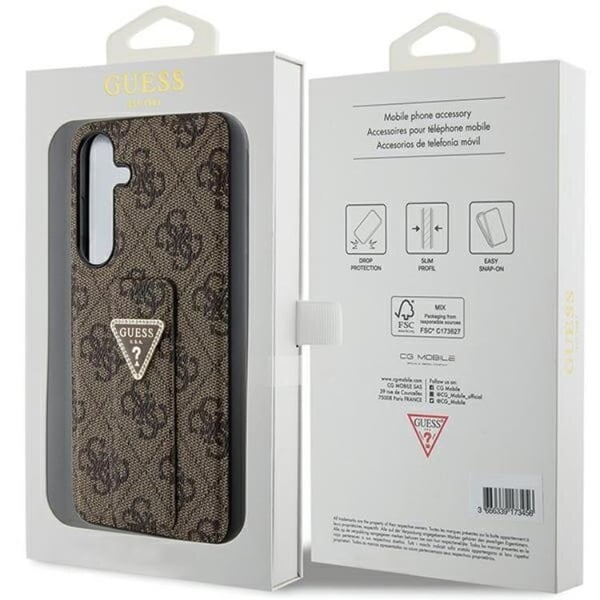 Guess Telefontaske til Galaxy S24 Grip Stand Triangle Rhinestone - Brun