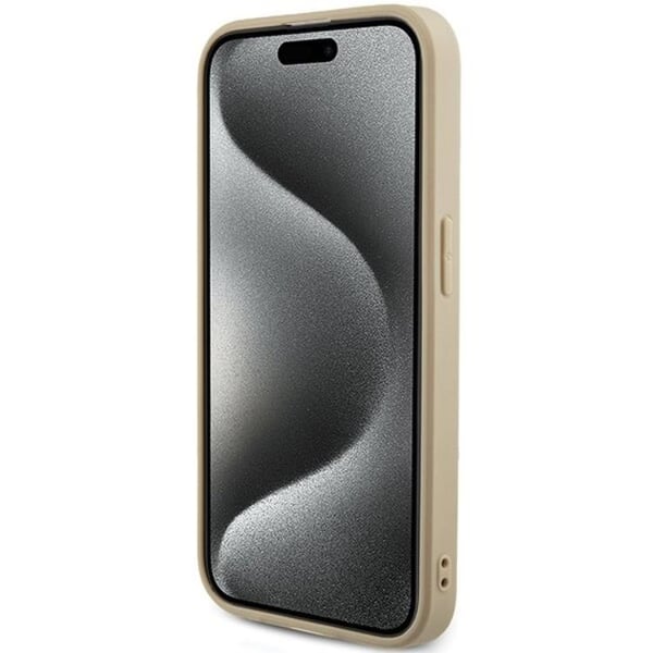 Guess Mobilskal till iPhone 15 Pro Saffiano Iridescent Script - Guld