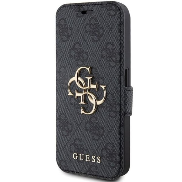 Guess iPhone 15 Pro Plånboksfodral Metall Logo - Grå