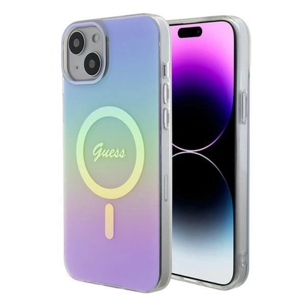 Guess Mobilskal till iPhone 15 Plus Magsafe IML Iridescent - Lila
