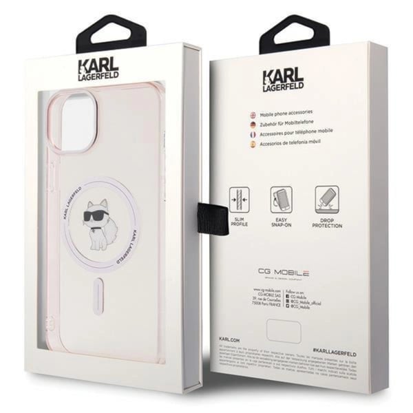 KARL LAGERFELD Telefontaske til iPhone 15 Plus Magsafe IML Choupette - Lyserød