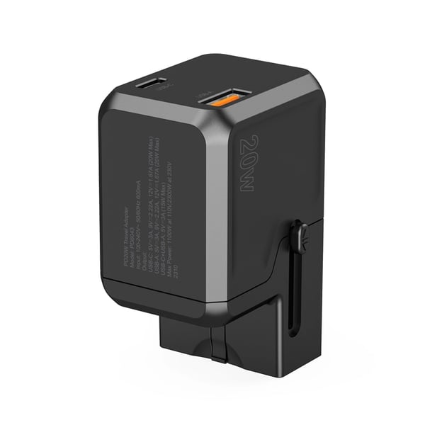 Choetech USB-C USB-A PD 20W Reseladdare USA EU UK AU