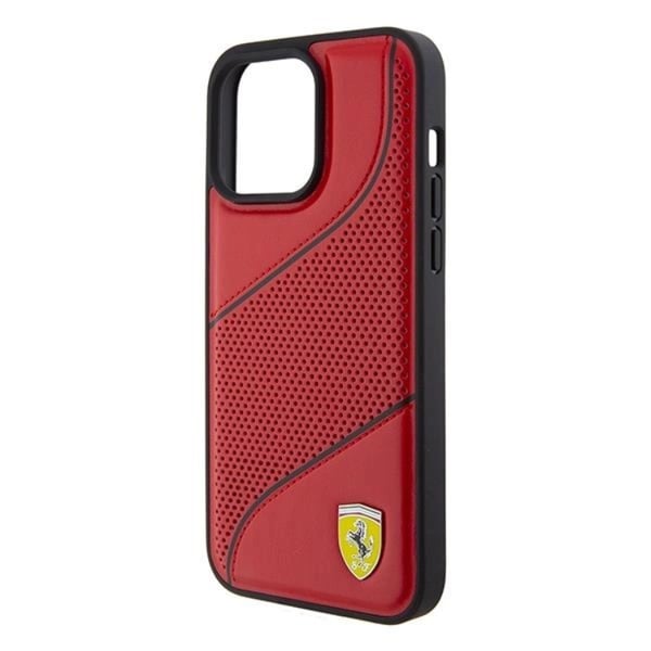 Ferrari Mobilskal till iPhone 15 Pro Perforated Waves Metal Logo - Röd