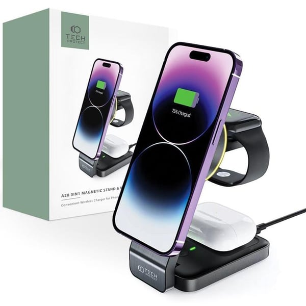 Tech-Protect 3-i-1 trådløs oplader Magsafe iPhone Apple Watch AirPods A28