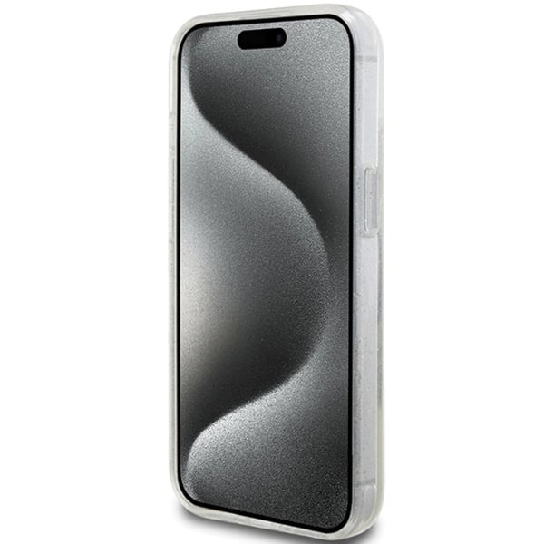 Guess Mobilskal till iPhone 15/14 Plus Liquid Glitter Gold Stripes