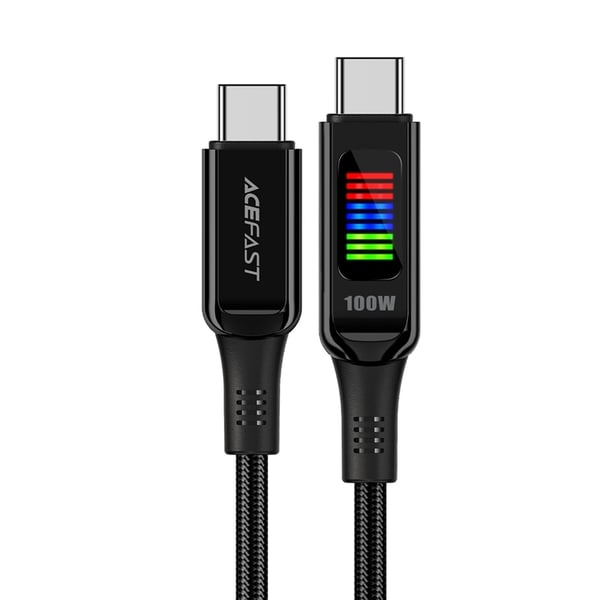 Acefast USB-C–USB-C-kaapeli 1,2 m 100 W – musta