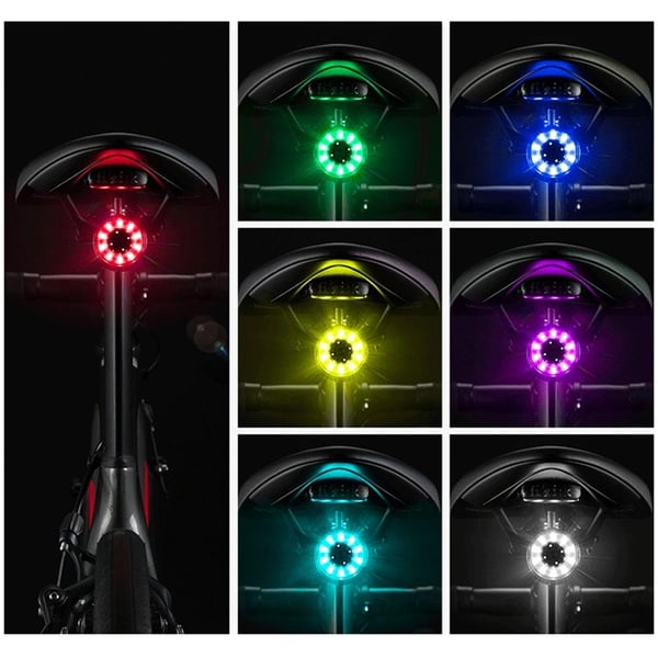 Rockbros Q1 Bagcykel Lys 7 Farver LED Micro USB - Sort