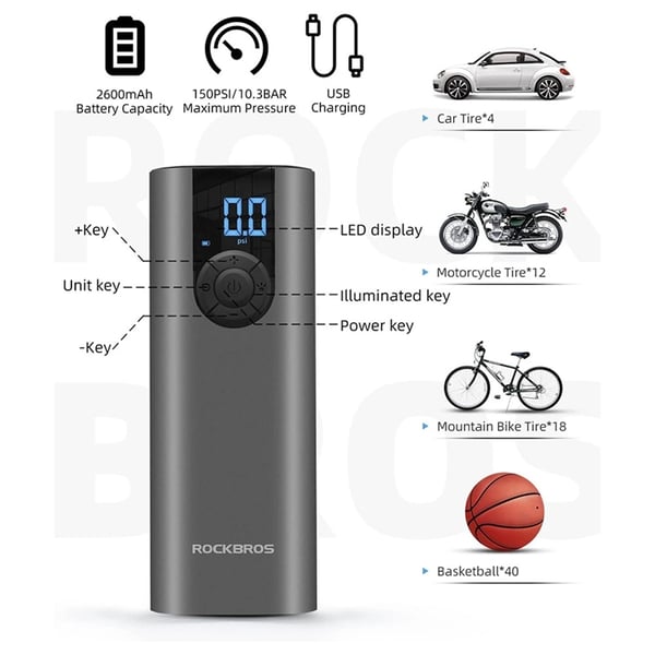 Rockbros Elektrisk Cykelpump - Svart