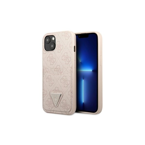 iPhone 13 Pro Max lyserød hård taske med kortslot - trekantlogo