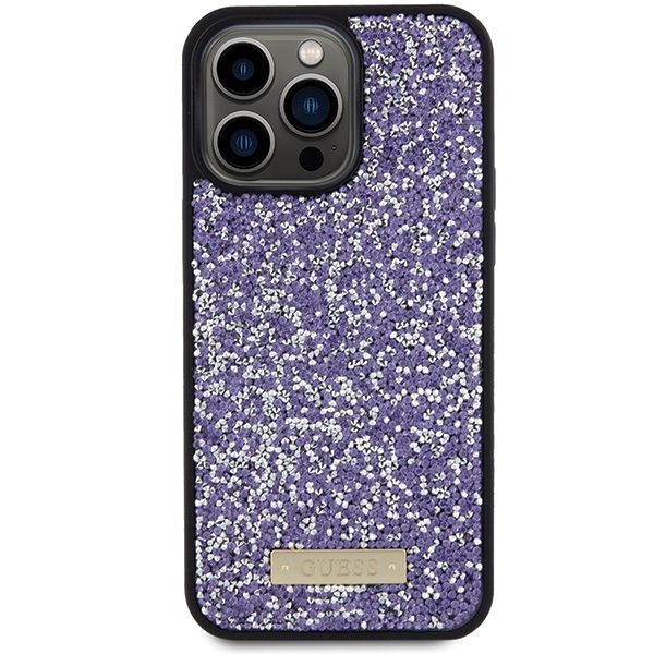 Guess iPhone 15 Pro Taske Lyserød Rhinestone Meta-logo