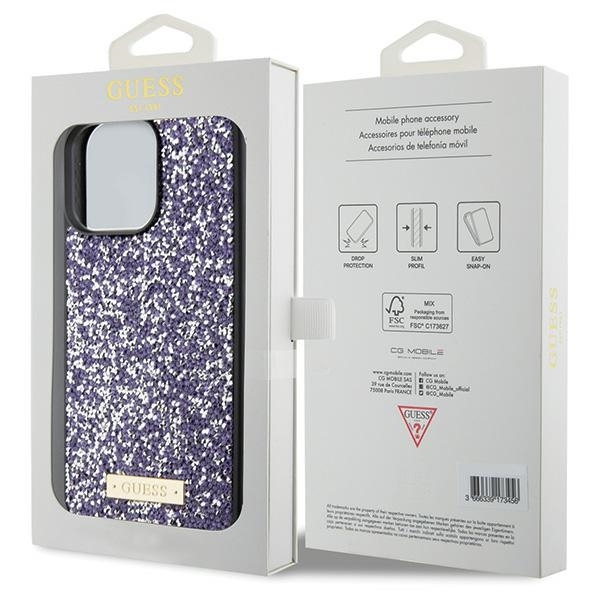 Guess iPhone 15 Pro Taske Lyserød Rhinestone Meta-logo